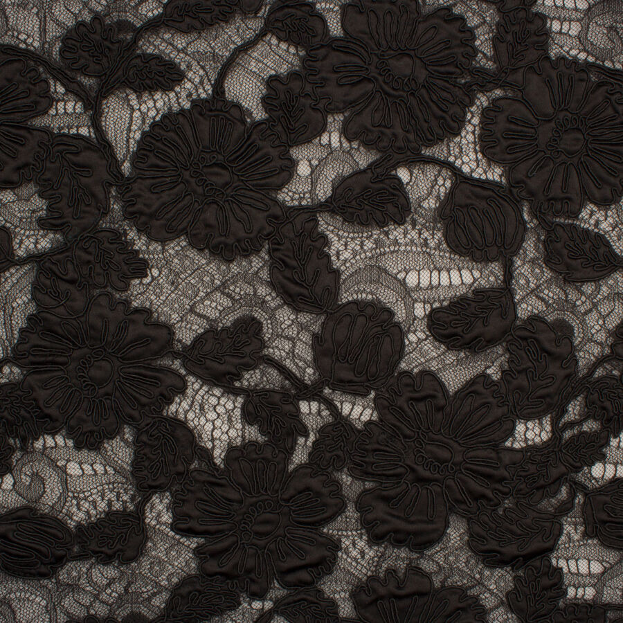 Black Floral Embroidered Tulle