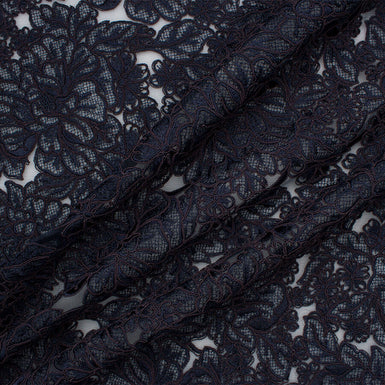 Midnight Blue Embroidered Tulle