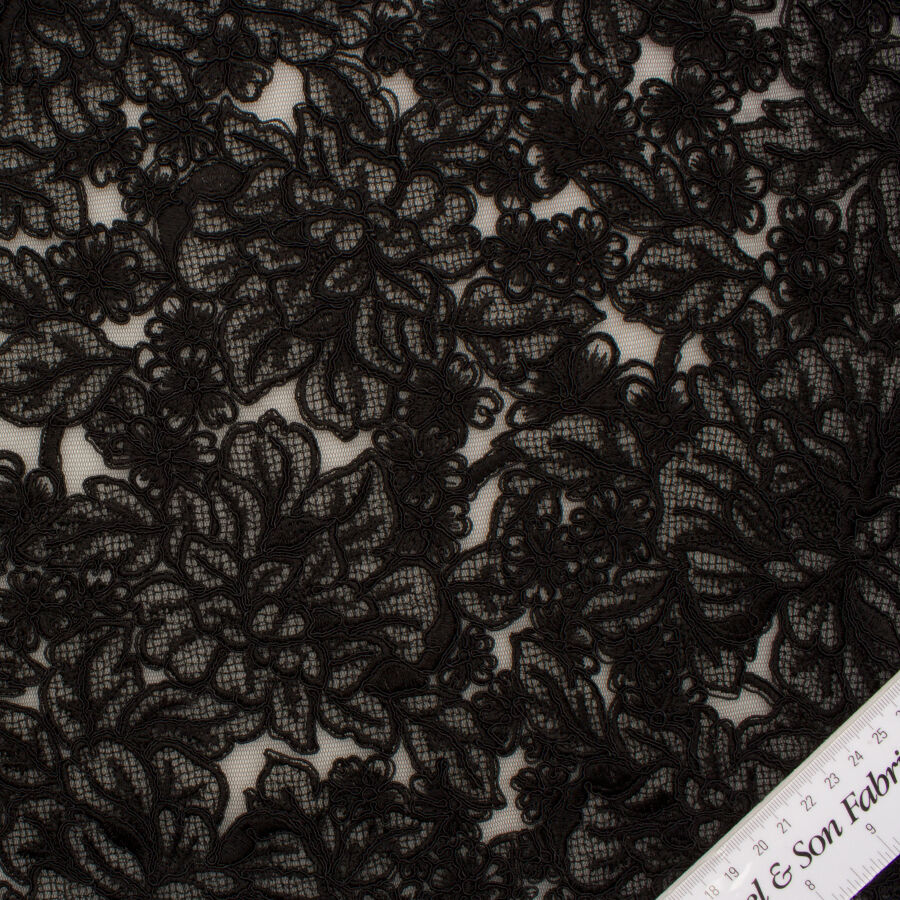 Black Floral Embroidered Tulle