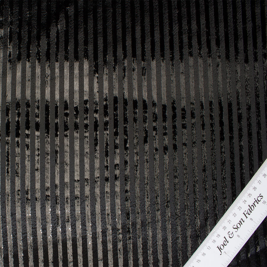 Black Striped Laminated Velvet