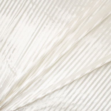 Ivory Striped Laminated Velvet