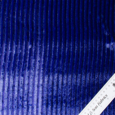 Dark Royal Blue Striped Laminated Velvet