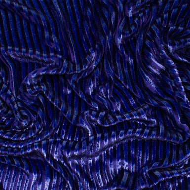 Blue & Purple Striped Laminated Velvet