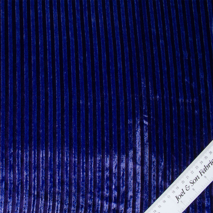 Blue & Purple Striped Laminated Velvet