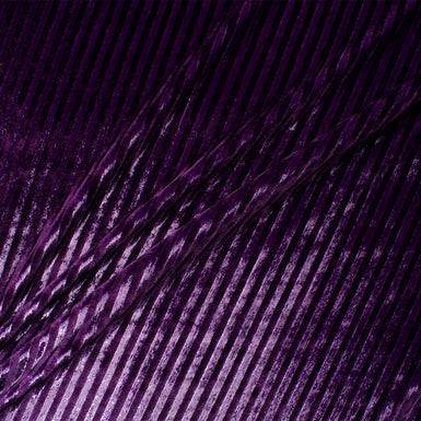 Dark Purple Striped Laminated Velvet