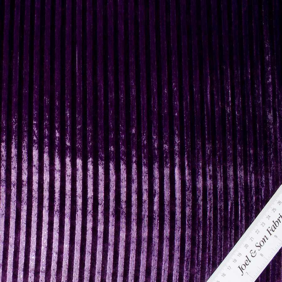 Dark Purple Striped Laminated Velvet