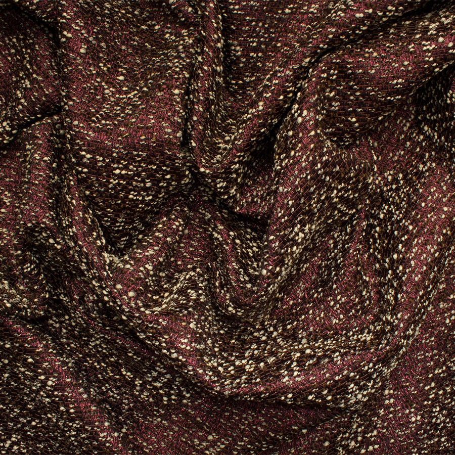 Dark Bordeaux Metallic Bouclé