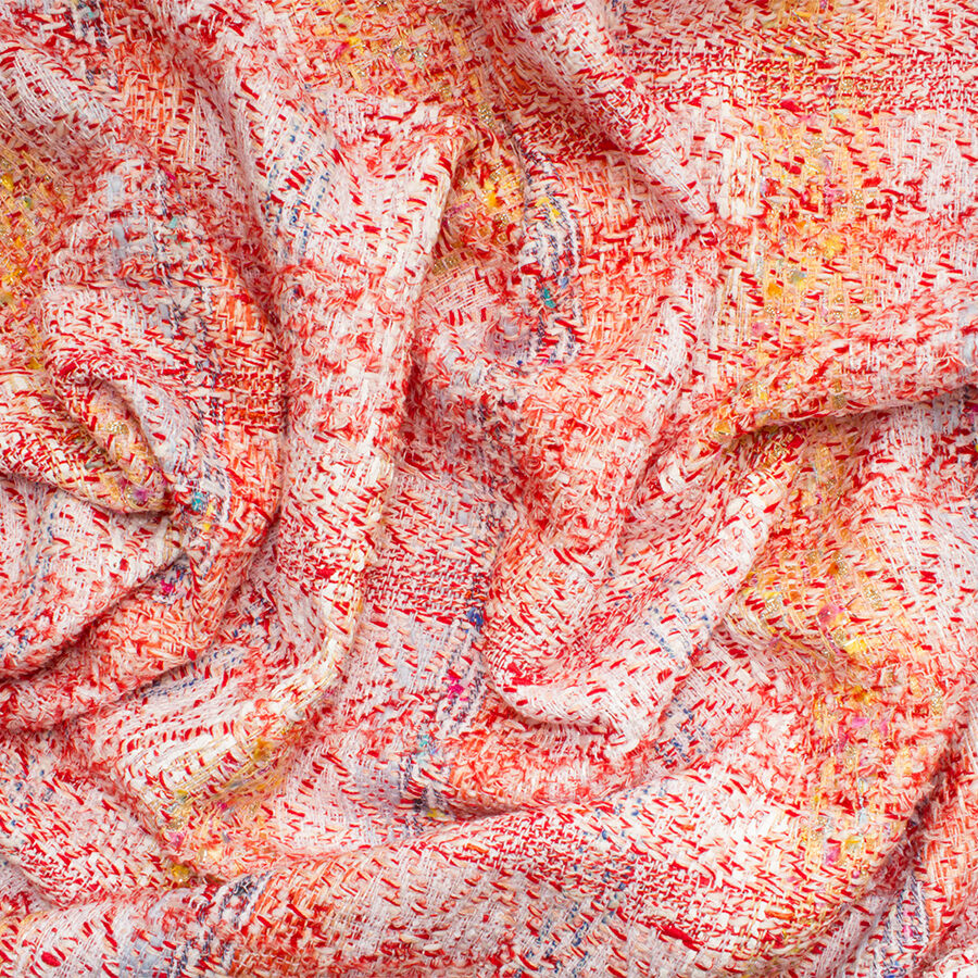Red/Multi-Coloured Bouclé