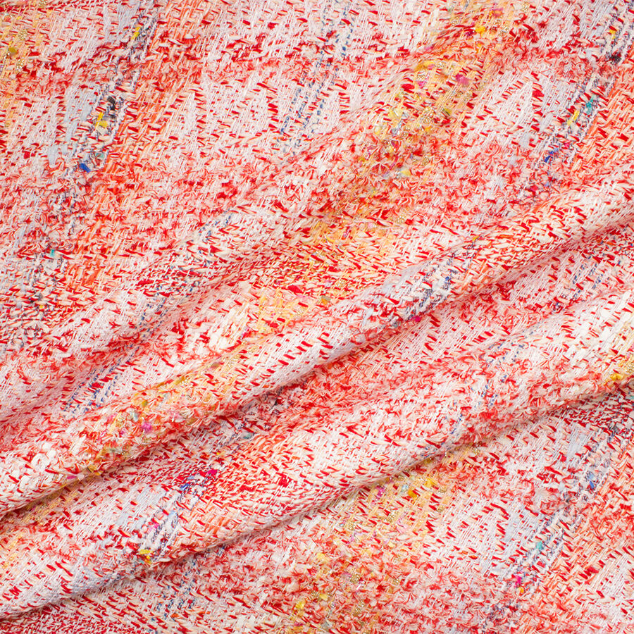 Red/Multi-Coloured Bouclé