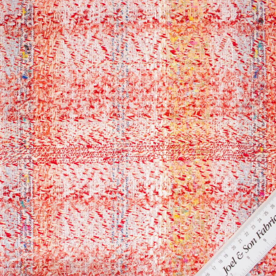 Red/Multi-Coloured Bouclé