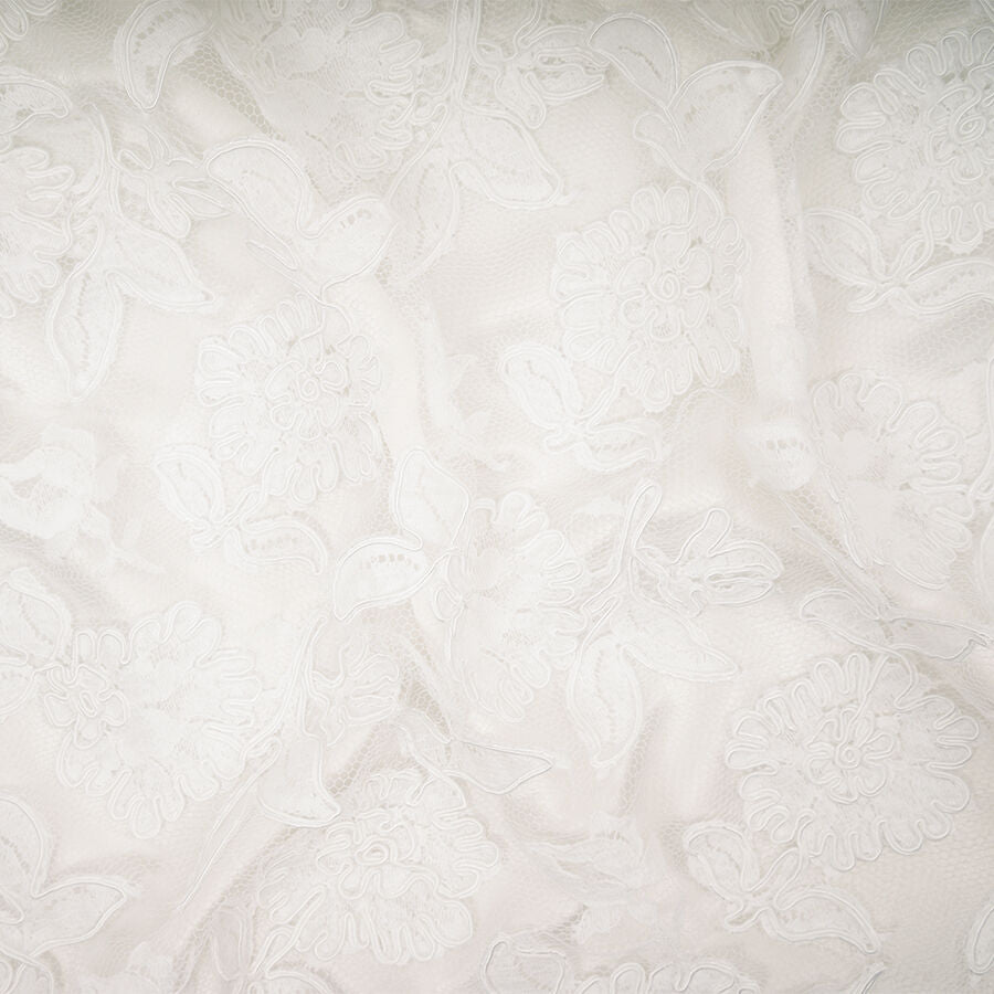 Pure White Floral Corded Lace