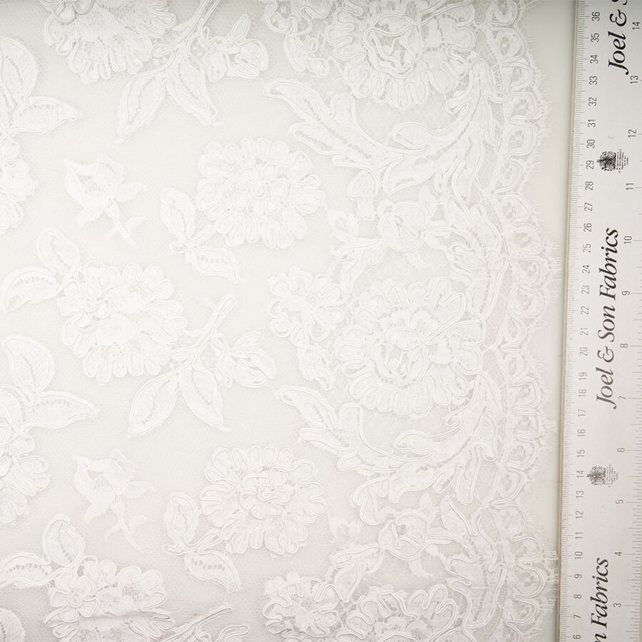 Pure White Floral Corded Lace