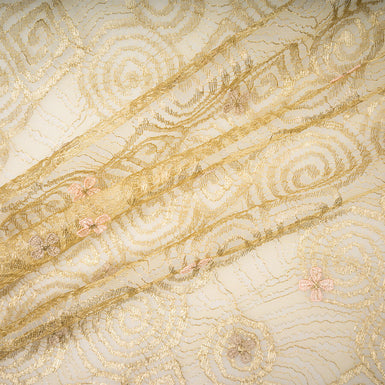 Gold Embroidered Metallic Chantilly Lace