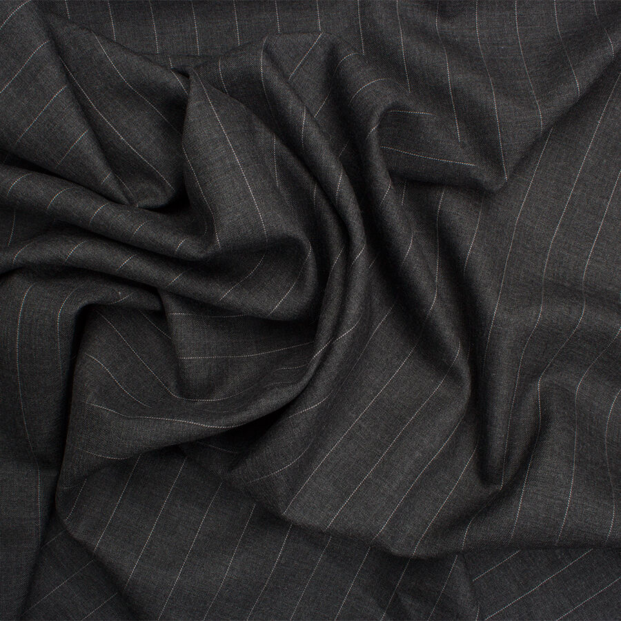 Grey Striped Cashmere & Silk Suiting  (A 3m Piece)