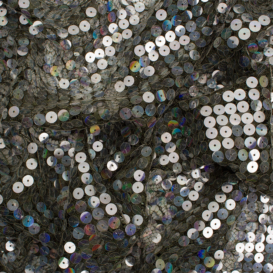 Dark Olive Green Sequinned Lace