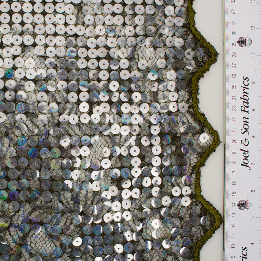 Dark Olive Green Sequinned Lace