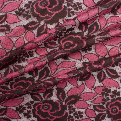 Brown & Pink Metallic Chantilly Lace