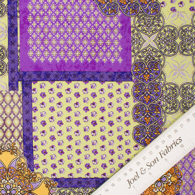 Purple/Multi Patterned Silk Satin