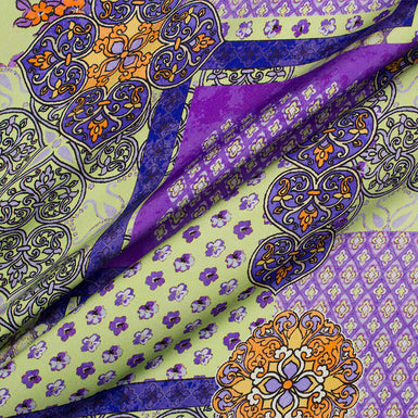 Purple/Multi Patterned Silk Satin
