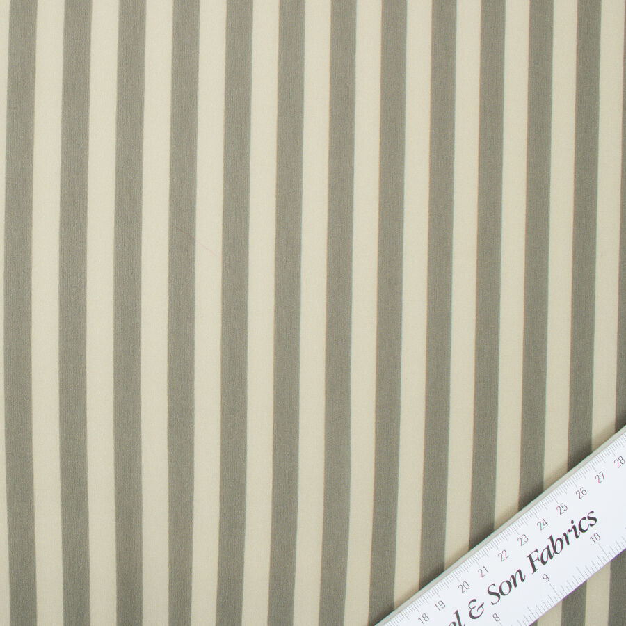 Beige & Black Striped Silk Georgette