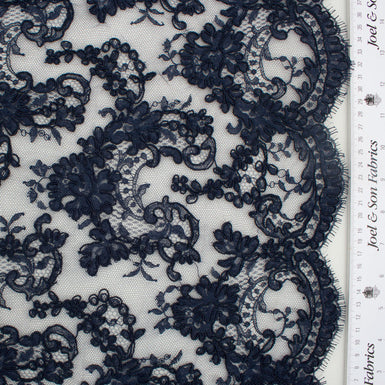 Midnight Blue Heavy Corded Cotton Lace