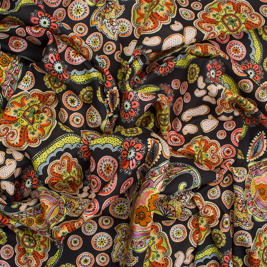 Black/Multi Printed Luxury Cotton