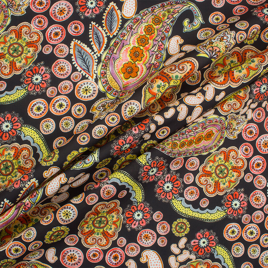 Black/Multi Printed Luxury Cotton