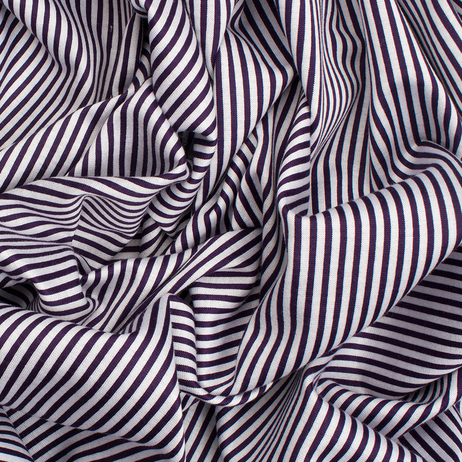 Purple & White Stripe Cotton Jersey