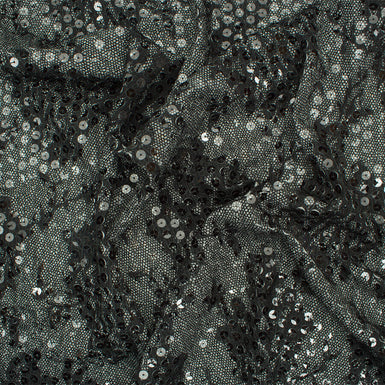 Black Lace Printed Sequinned Crêpe