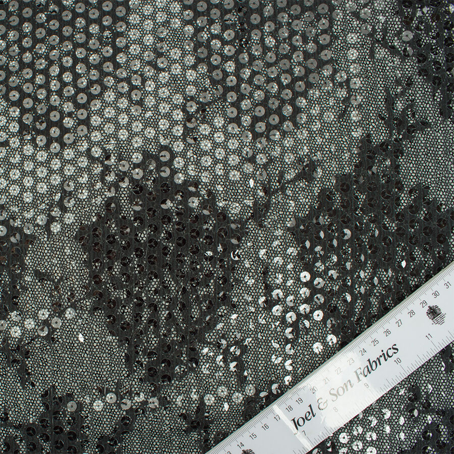 Black Lace Printed Sequinned Crêpe