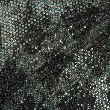 Black Lace Printed Sequinned Crêpe