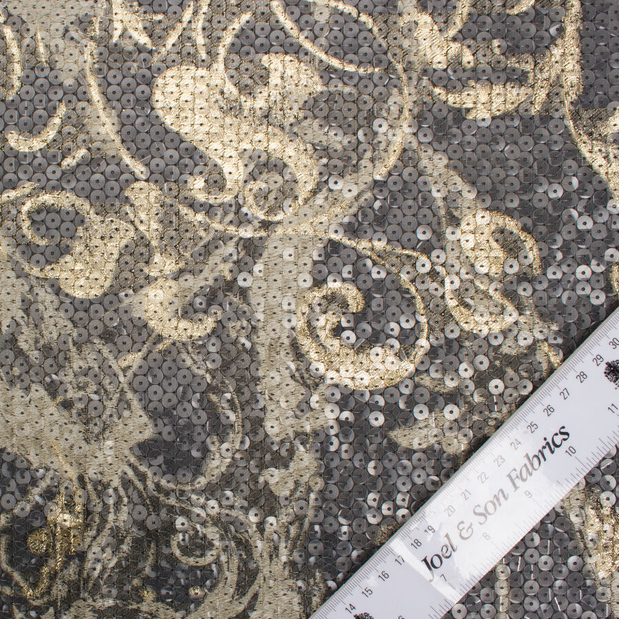 Black/Gold Sequinned Jacquard Organza