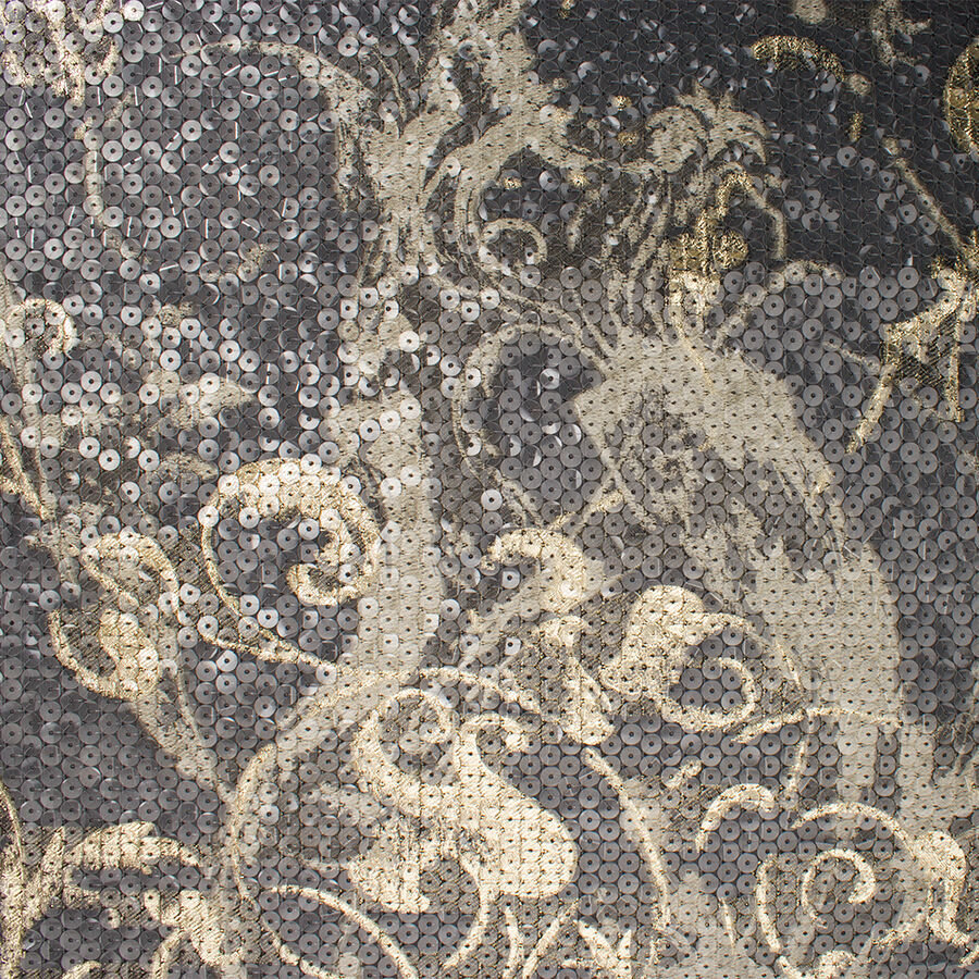 Black/Gold Sequinned Jacquard Organza