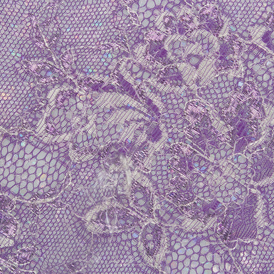 Purple Sequinned Floral Lace