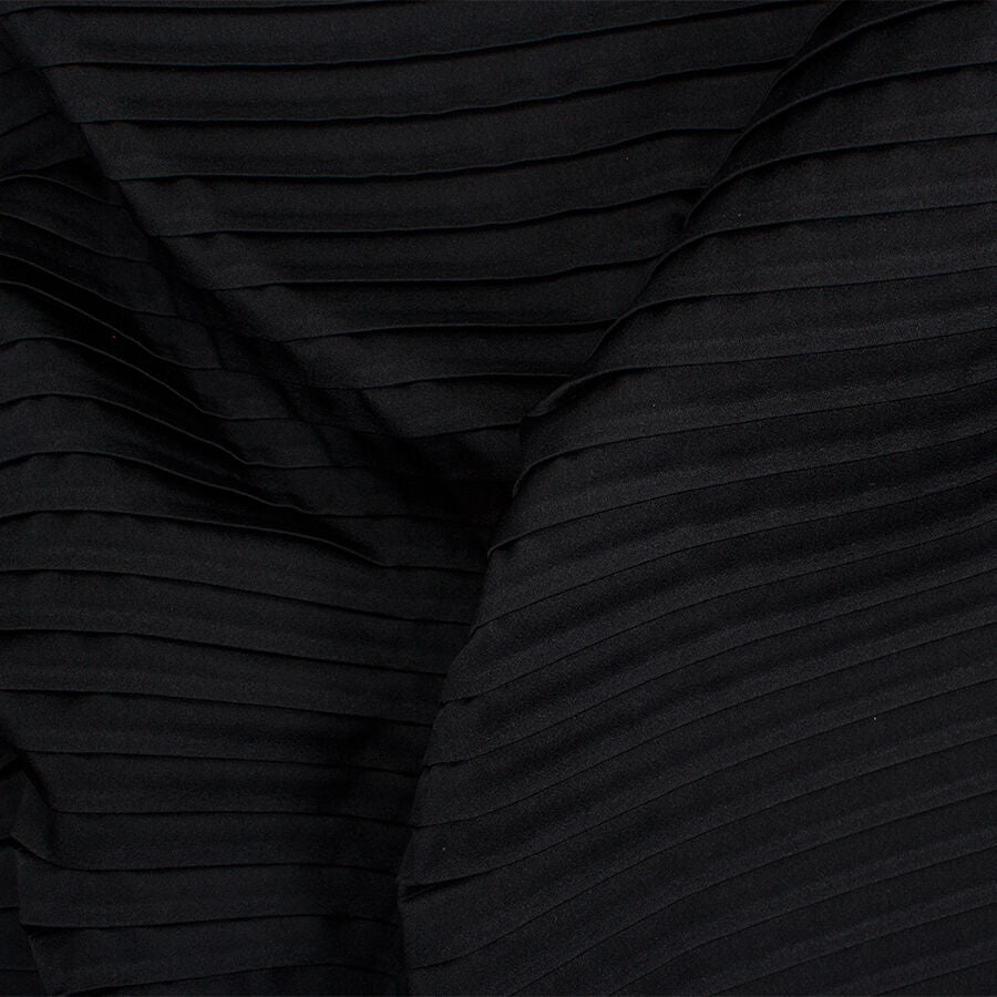Black Satin Plissé