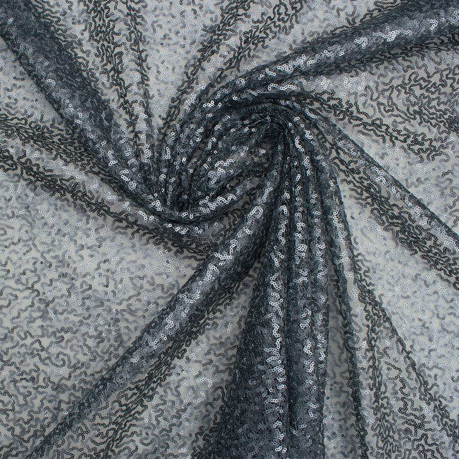 Dusty Mint Micro Sequinned Embroidered Tulle