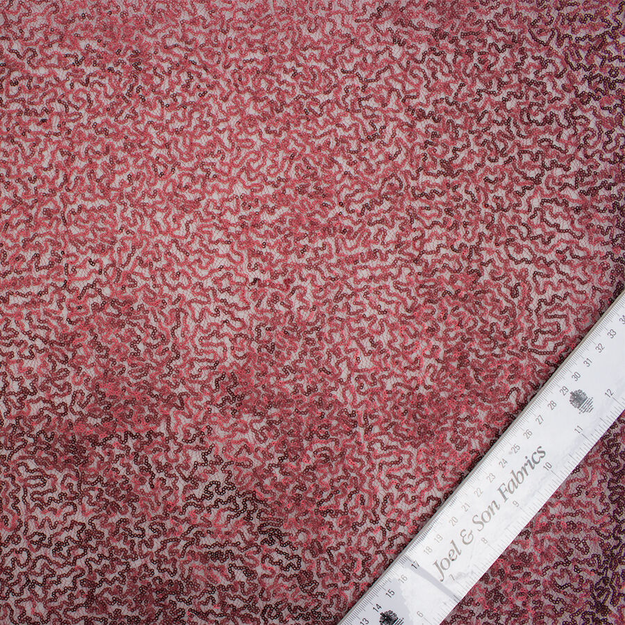 Rose Pink Micro Sequinned Embroidered Tulle