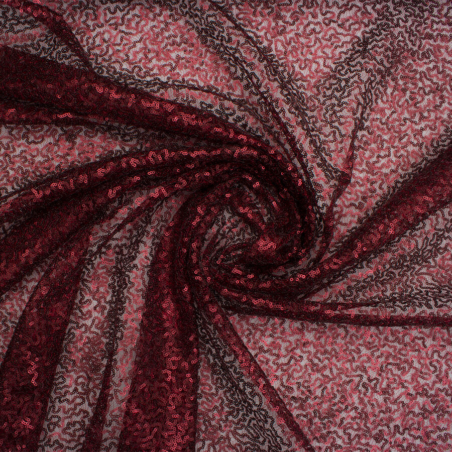 Rose Pink Micro Sequinned Embroidered Tulle