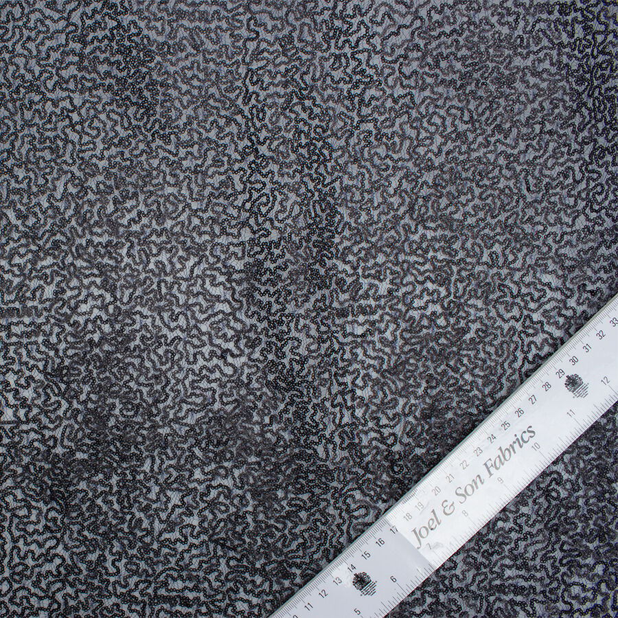 Midnight Blue Micro Sequinned Embroidered Tulle