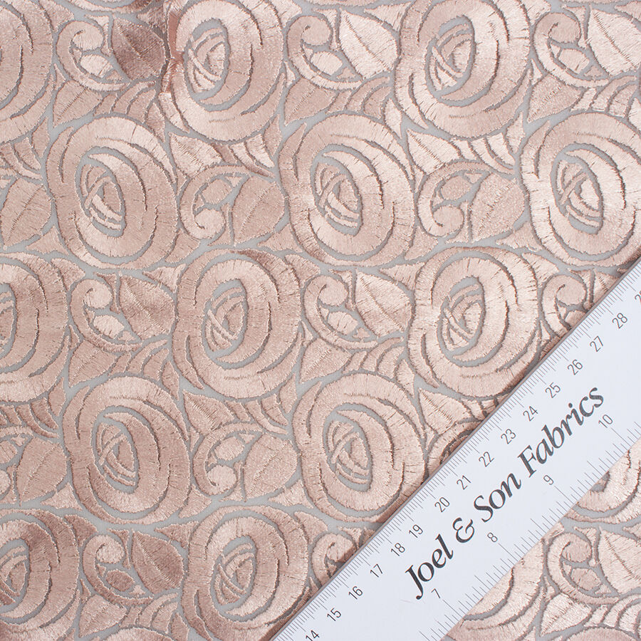 Dusty Pink Floral Lacquer Embroidered Tulle