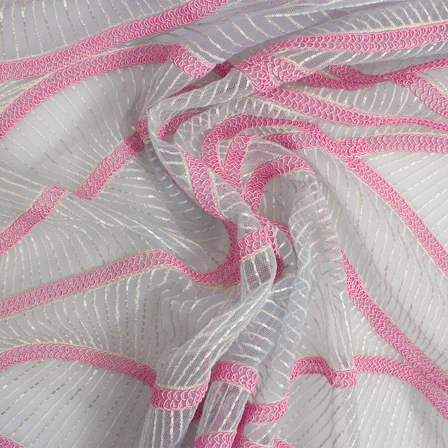 Candy Pink Embroidered Tulle