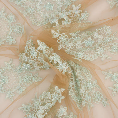 Mint Green & Blush Embroidered Tulle