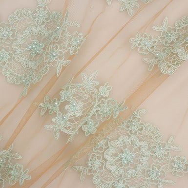Mint Green & Blush Embroidered Tulle