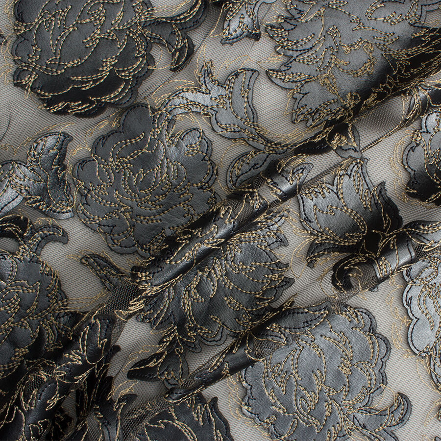 Grey Floral Laser Cut Embroidered Georgette