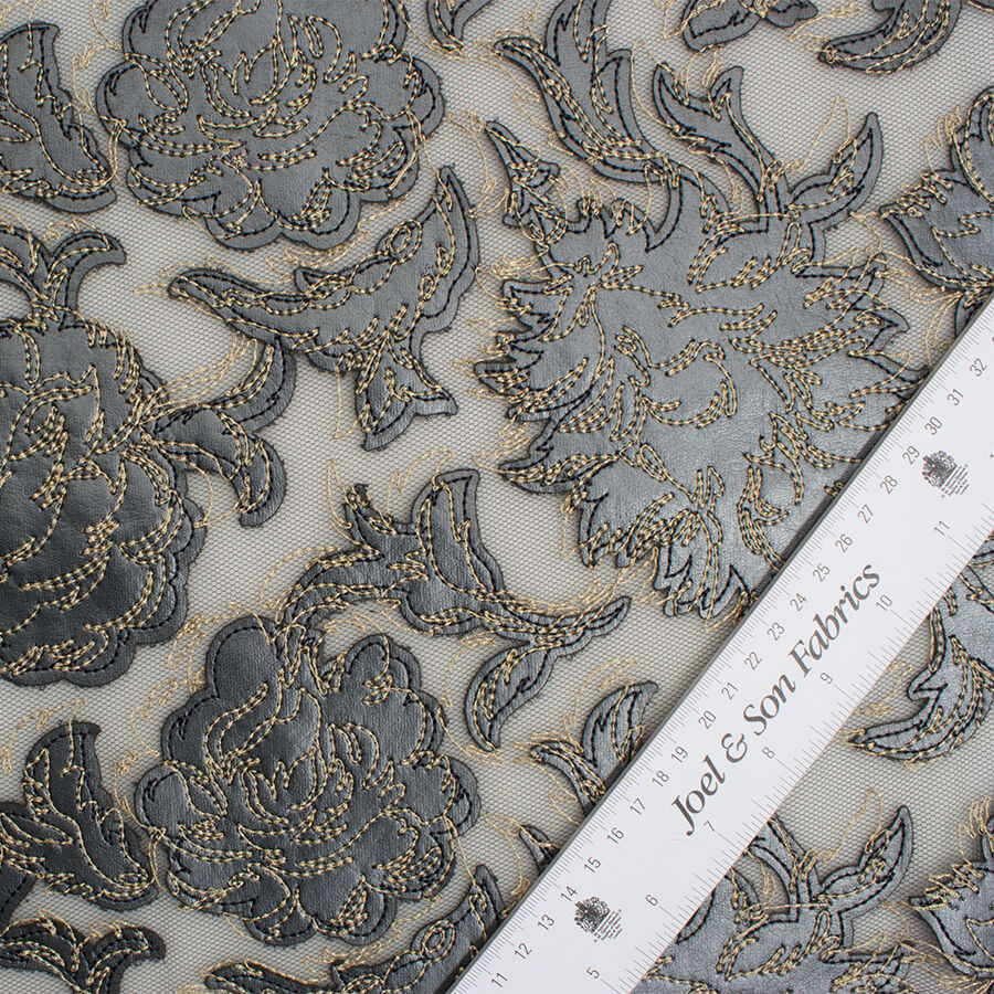 Grey Floral Laser Cut Embroidered Georgette