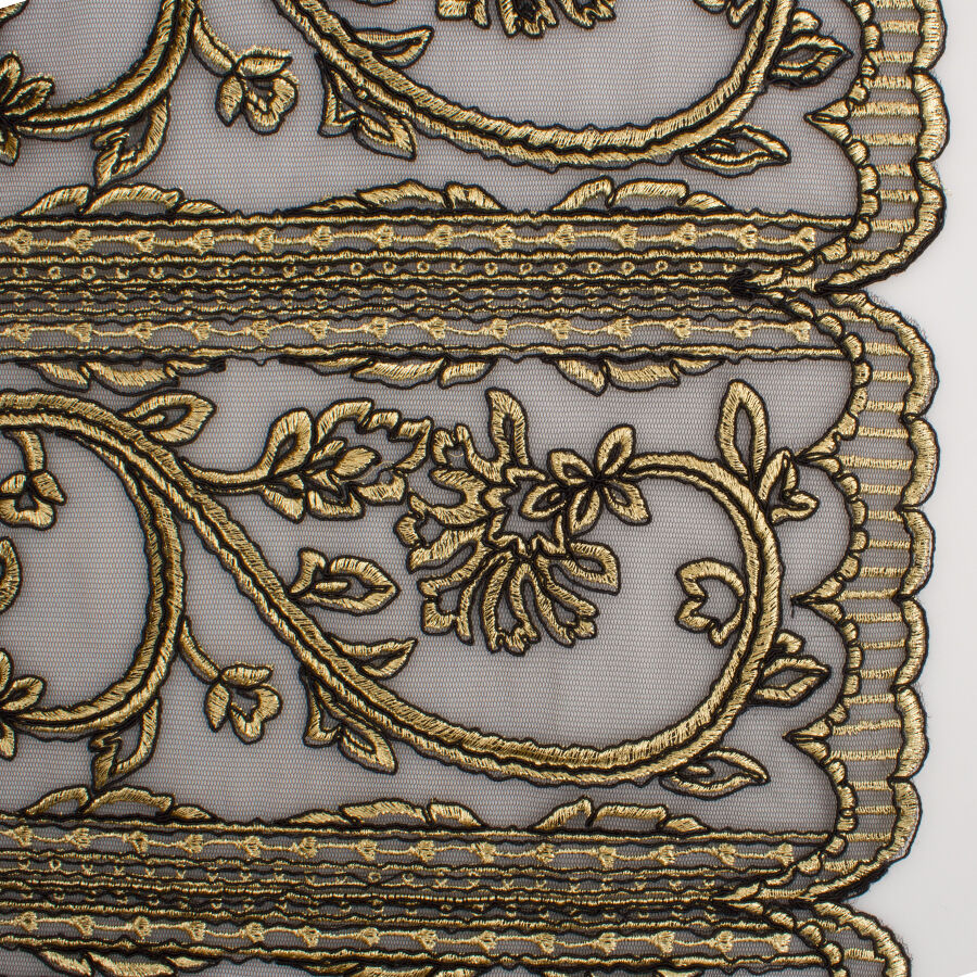 Black & Gold Embroidered Tulle