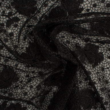 Black Floral Embroidered Tulle