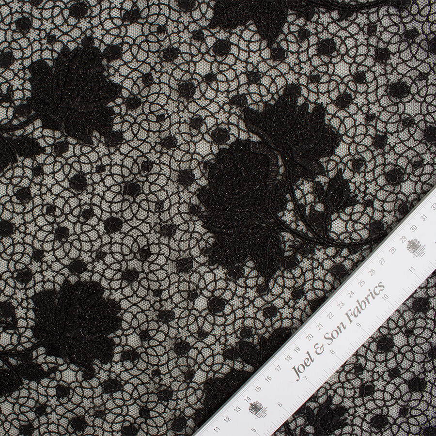 Black Floral Embroidered Tulle