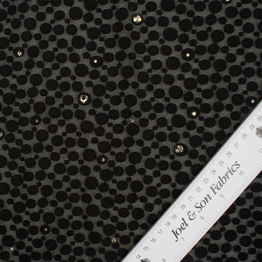 Black Swarovski Stone Embroidered Tulle