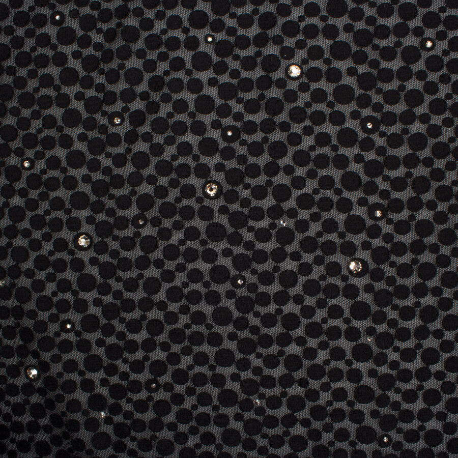 Black Swarovski Stone Embroidered Tulle